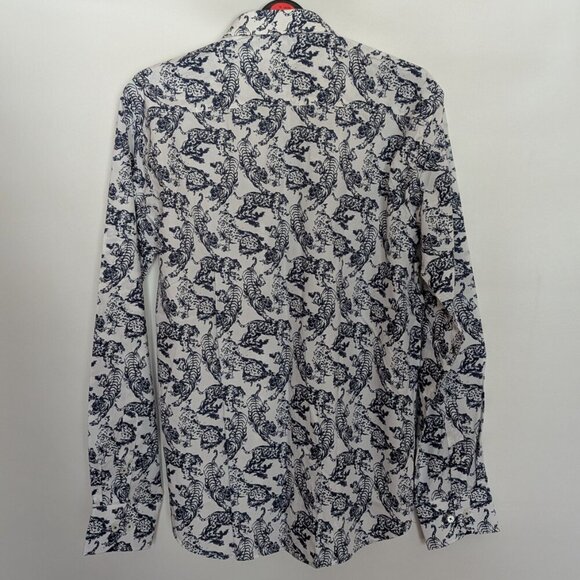 Bugatchi Shaped Fit Tiger & Leopard Dress Shirt Size Medium NWT - Picture 5 of 13